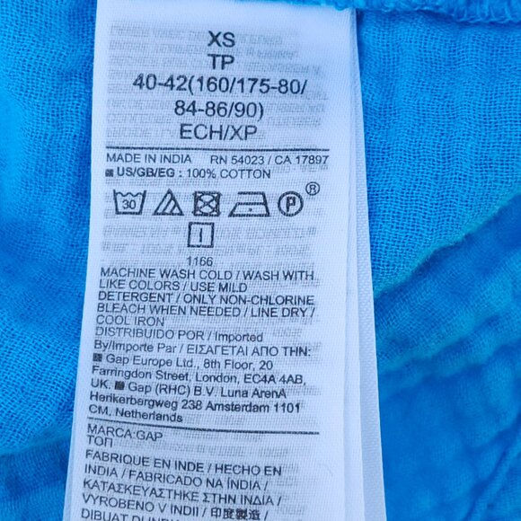 PRETTY BLUE Women's GAP Crinkle Button Down Blouse Size XS THE BIG SHIRT - Picture 3 of 5